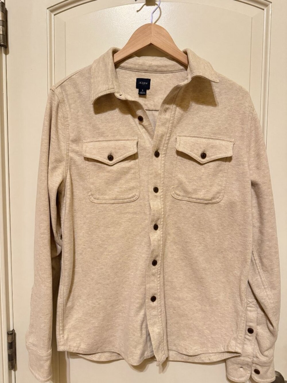 J.Crew Knit Twill Shirt Jacket Oatmeal S